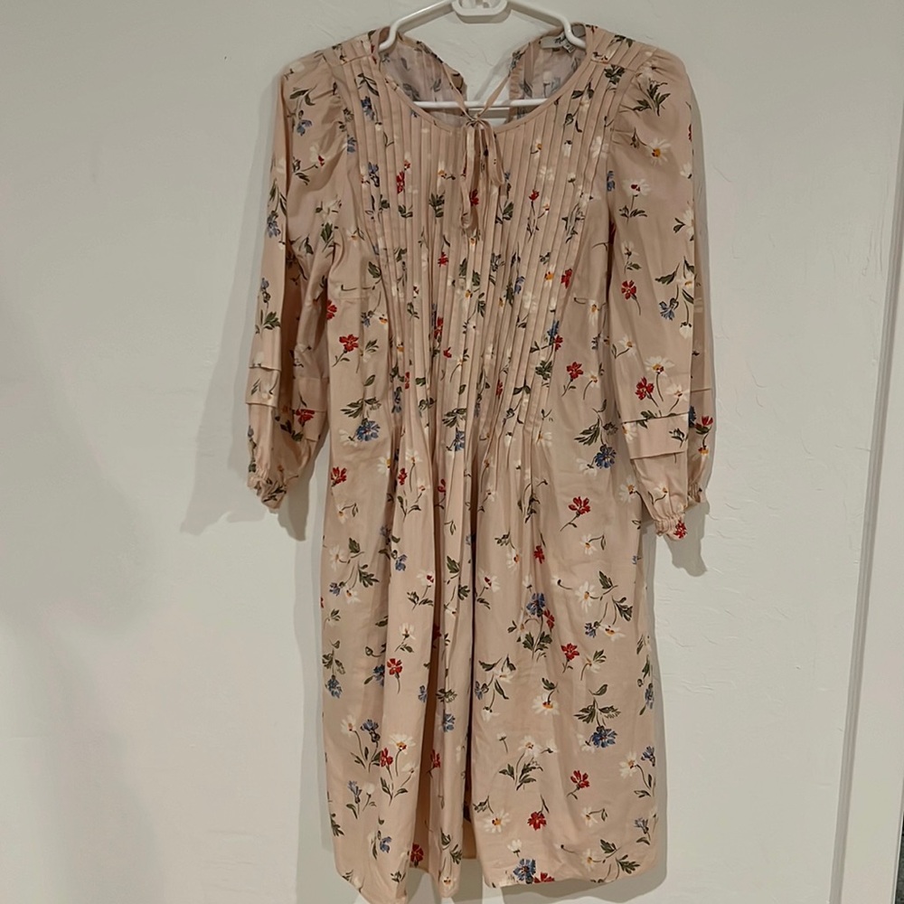 Madewell Pintuck Puff-Sleeve Mini Dress in Seaside Floral in XS